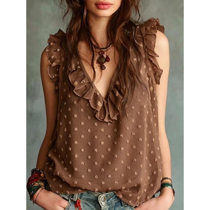 Summer New Style Round-neck V-neck Sleeveless Shirt in Pure Color, A Fashionable Top for Both Casual and Formal Occasions