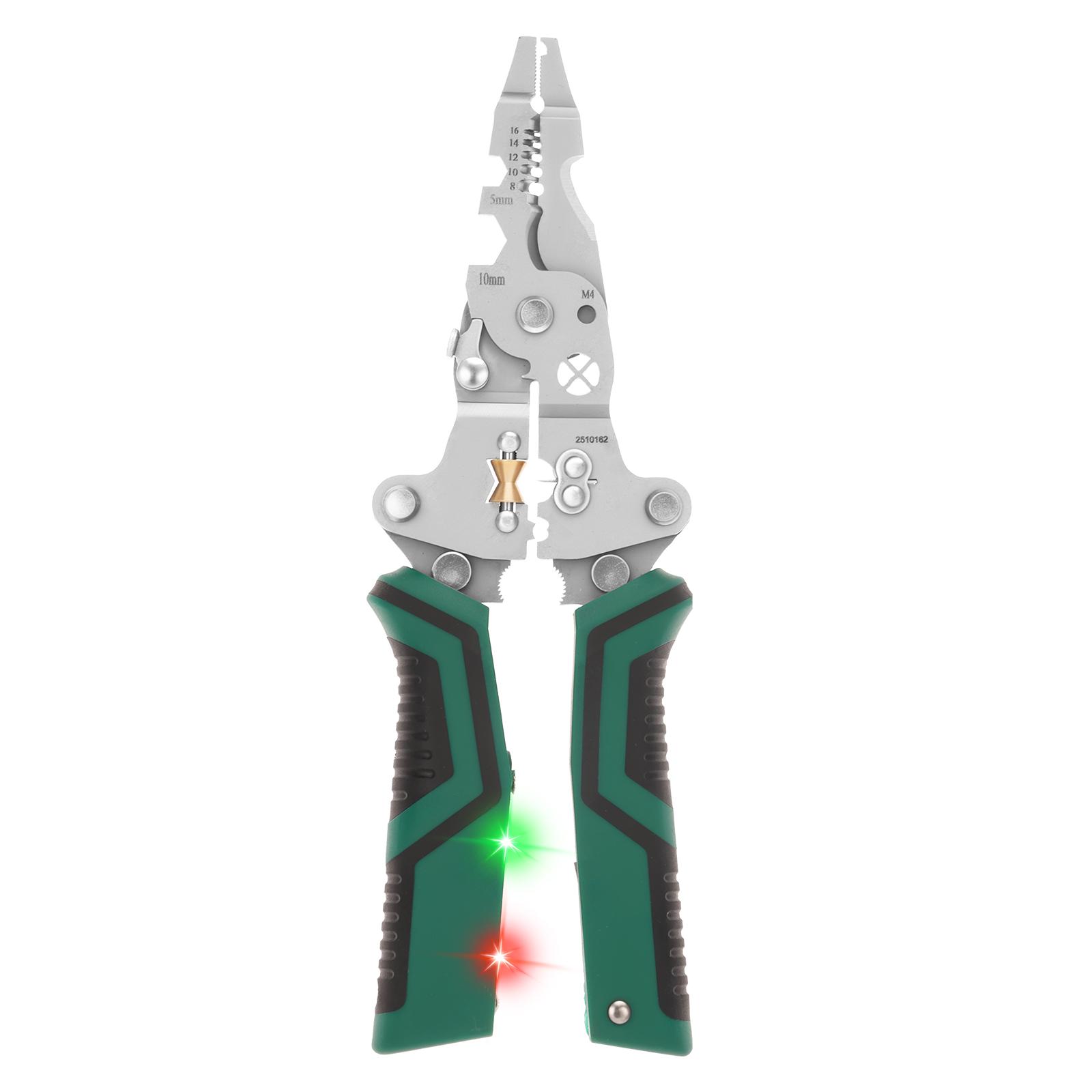 

1 Pc Multi-functional Wire Stripper Foldable Wire Stripper with Voltage Tester Wires Stripping Pliers Tools for Electrician Work зелений