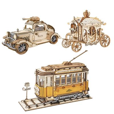 Vintage Car Bus Carriage Craft 3D Wooden Puzzle Self Assembly Jigsaw Educational Toys for Children Kids Adult Gift