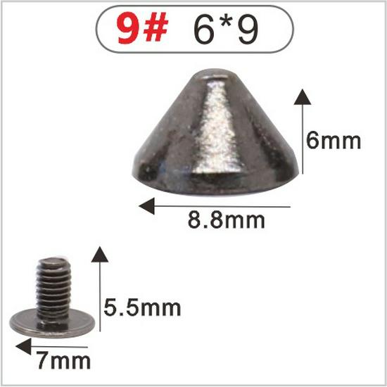 Punk Spike Alloy Bullet Rivet Horn Cone with Base Screw for Apparel, Bags, Shoes