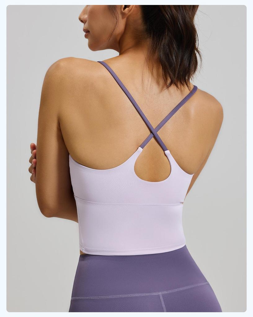 Seamless Strappy Sports Bra: High Elasticity, Padded, Bare Feel Yoga Tank Top for Women