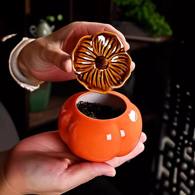RenHong Creative Persimmon Ceramic Tea/Candy Jar