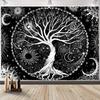 ProChosen Tree of Life Tapestry, Black and White Moon Sun Starry Tapestry Aesthetic Wall Hanging Tapestries Wall Hanging Nature Home Decorations For B