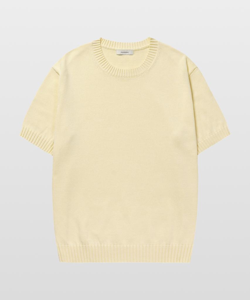 MANNERGRAM 100% Soft Cotton 3-Ply Round Short Sleeve Knit Ivory