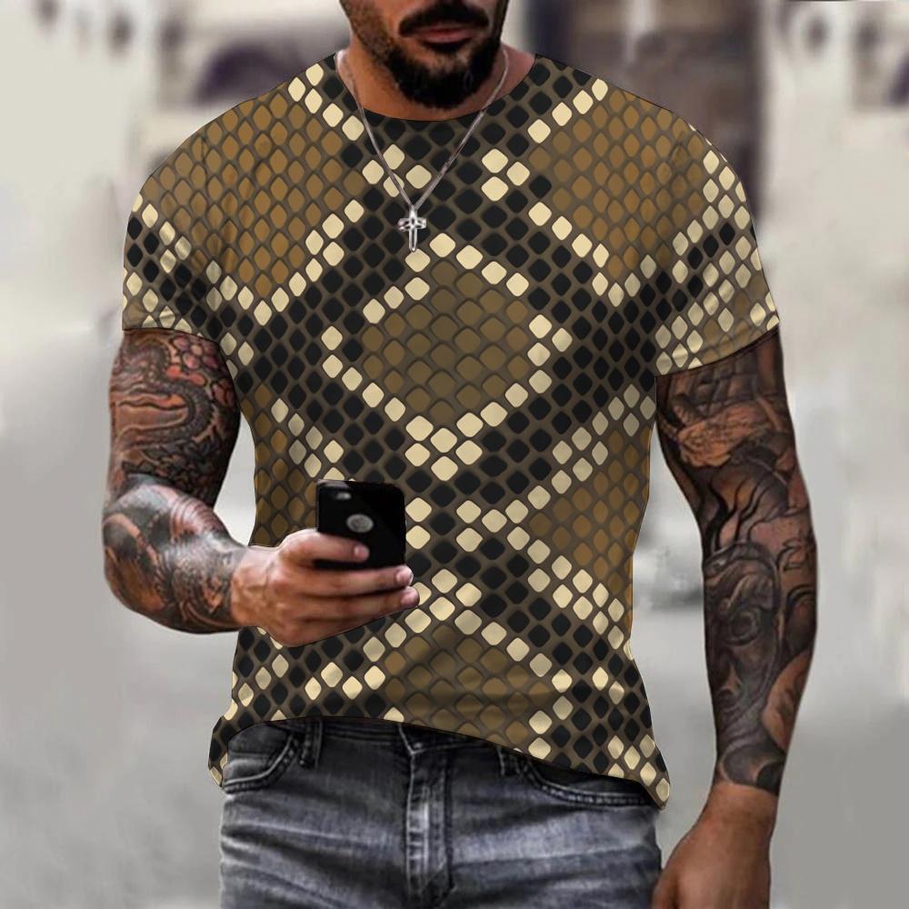 3D Printed Snake Pattern T-shirt Fashion Casual Trendy Cool Men's Women's Hip Hop Short Sleeve T-shirt