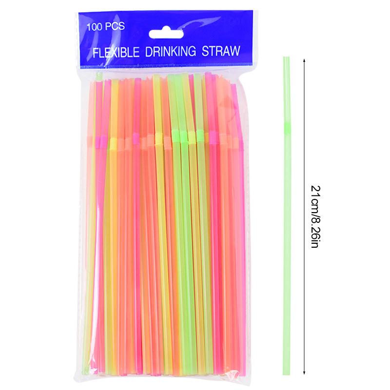 100-600PCS Colorful Drinking Straws Flexible Plastic Juice Cocktail Straw Wedding Birthday Party Christmas Home Decor Supplies