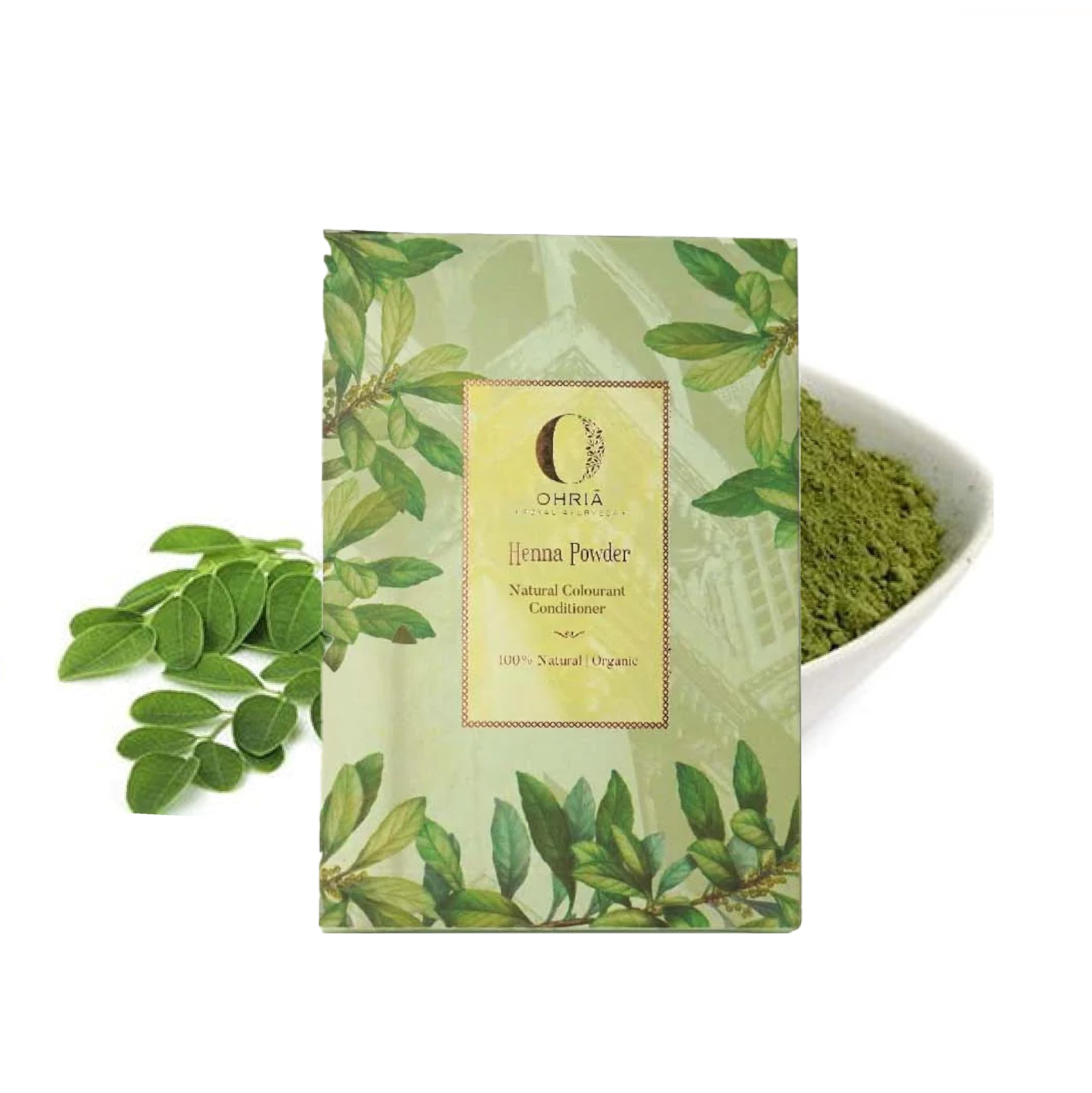 Ohria Ayurveda 100% Чистый Порошок Хны | Натуральный Краситель и Кондиционер для Волос | Для Стойкого Коричневого Оттенка | Натуральный Порошок Хны - Питает, Укрепляет