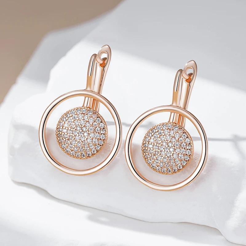 Luxury Full Zircon Circle Drop Earrings Fashion Women Gold Color Earrings Match Rings Fashion Costume Jewelry Sets