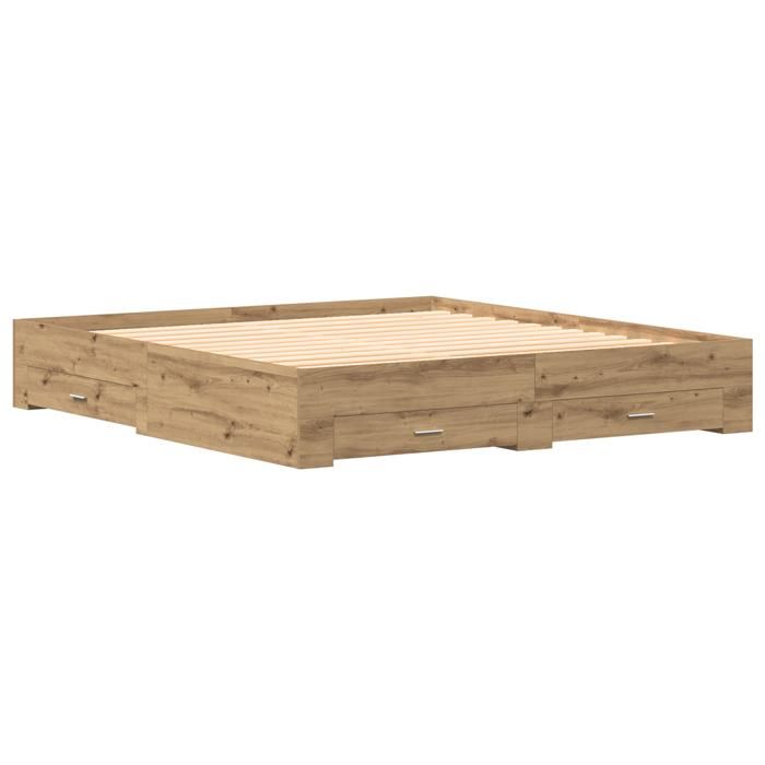 Lits avec tiroirs vidaXL Chêne artisan 180x200 cm Bois d'ingénierie 3333961