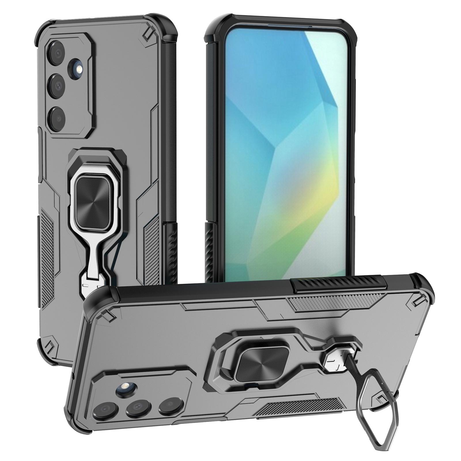 

For Samsung Galaxy A35 5G Case Rotatable Ring Kickstand PC+TPU Shockproof Phone Cover Black