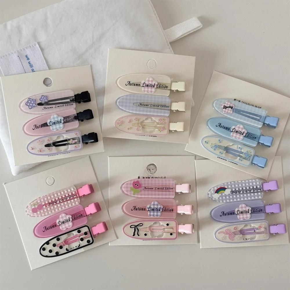 2/3Pcs Cute Cartoon Floral Pink Duckbill Clips Korean Sweet Hair Side Clips Women Girl Bangs Hairpins Headwear Style Accessories