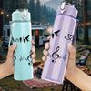 1PC Music Note Cat Art Graphic,750ml Color Plastic Sports Water Bottle,Leakproof Flip Straw Lid,Suitable for Sports Office Home Use
