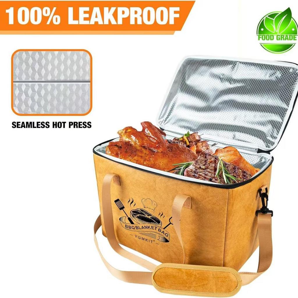 Insulation Bag Reusable Large Capacity BBQ Meat Storage Bag Heat Preservation Zipper Opening Thermal Layer For Grilling Outdoor Cooking