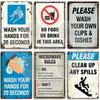 Hygiene Metal Sign No Shoes No Food Drink Restaurant Office School Public Space Plaque Wash Your Hand Sanitizer Keep Clean Sign