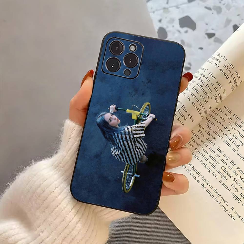 Banana Singer B-BillieS E-Eilish  Phone Case For iPhone 17,16,15,14,13,12,11 Plus,Pro Max,XS,Soft Silicone Black Cover
