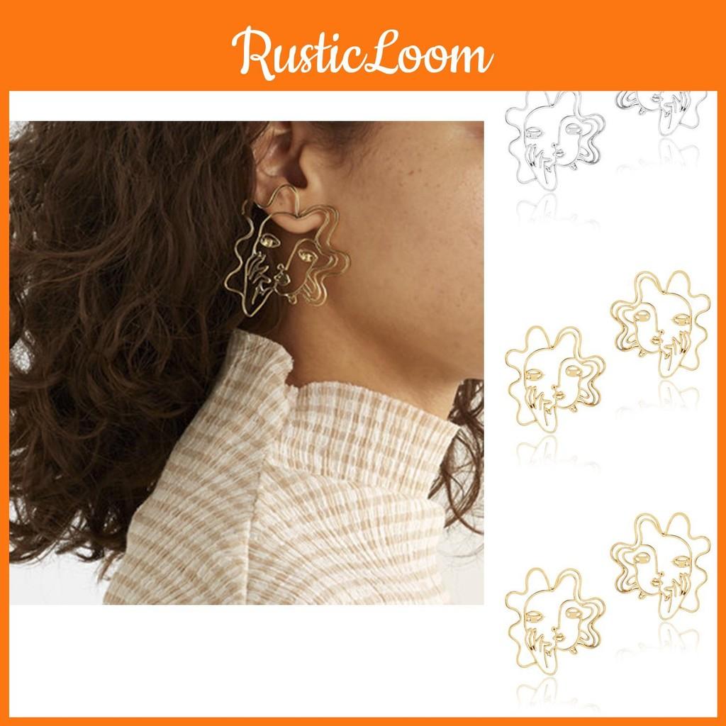 Alloy Face Trendy Earrings Fashionable Geometric Design Street Style Jewelry