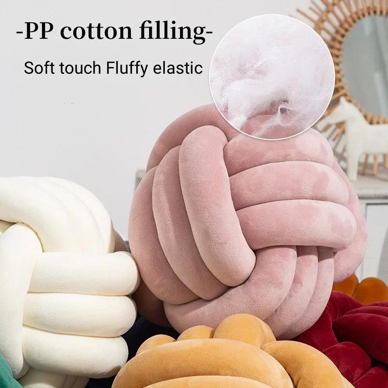 Round Knot Pillow Ball Aesthetic Ultra Soft Plush Sofa Pillows Living Room Decorative Creative Weave Throw Cushion Office Chair