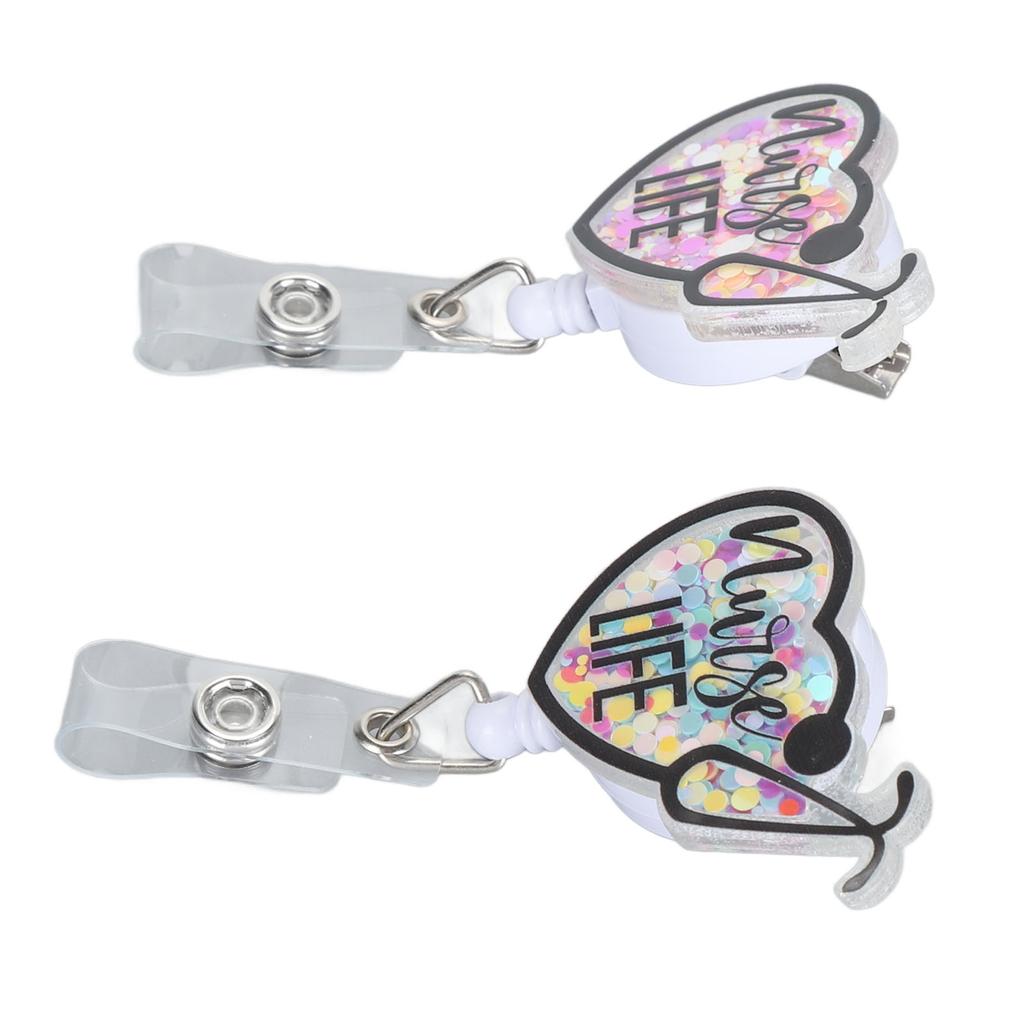 2Pcs Retractable Nurse Badge Reel Cute Funny Lightweight Durable Acrylic Nurse ID Badge Reel Holder