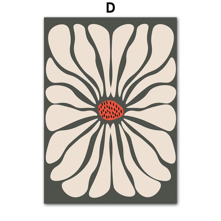 Абстрактний Квітковий Ринок Троянда Ромашка Ваза Листок Настінне Мистецтво Картина на Полотні Вінтажні Плакати та Принти Картинки Вітальня Домашній Декор