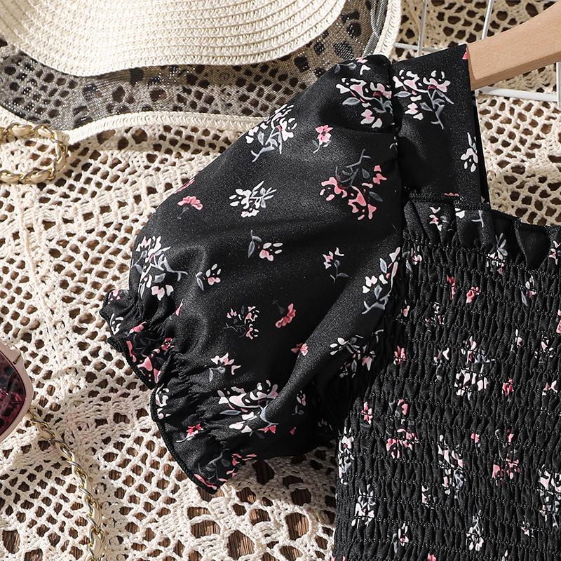 Girl Short Sleeves Print Dress Children Kid Casual Summer Beach Sundress Princess Dresses Clothes