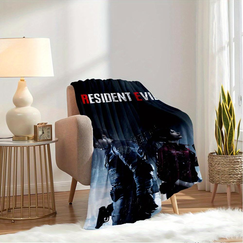 For Resident Evil 2,Leon Kennedy,Claire Redfield-Themed Flannel Blanket, Glam Style, Digital Print, All-Season Comfort, Tear-Resistant, Knit