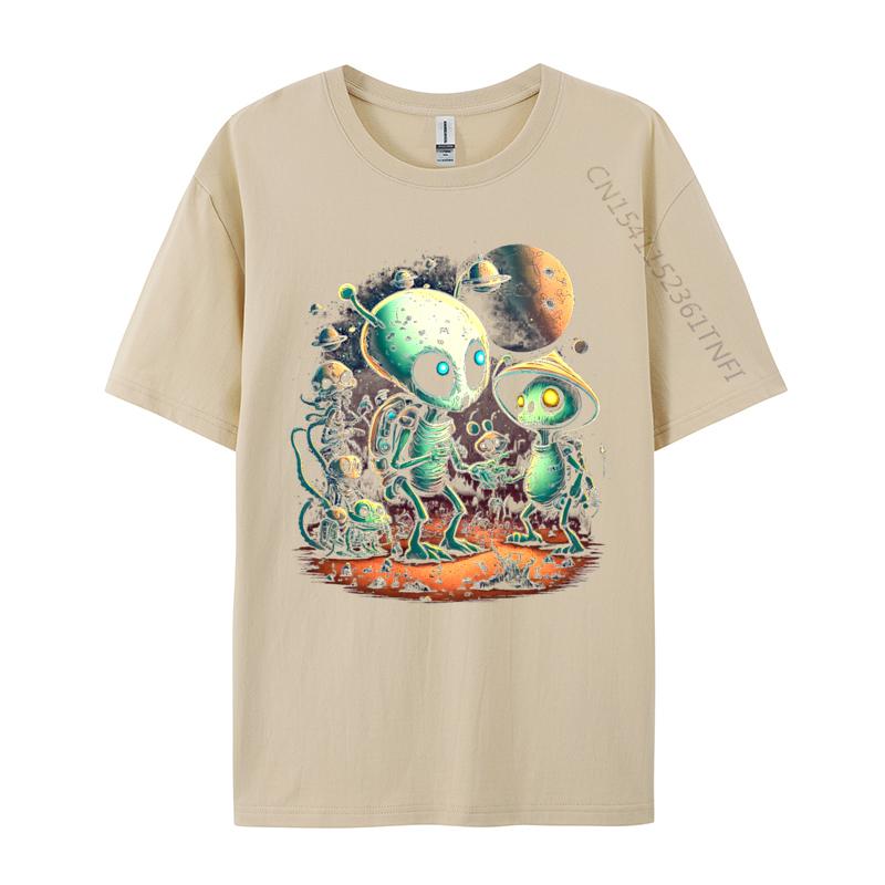 Tops T Shirt Lovely Aliens Tshirt Autumn Cotton Fabric Unisex T Shirt Design Hip Hop Alien Vistors TShirt