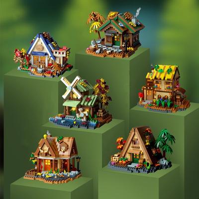 Puzzle di strada con casa di legno, blocchi da costruzione assemblati per ragazzi e ragazze, giocattoli per bambini, ornamenti da scrivania, regali per le vacanze