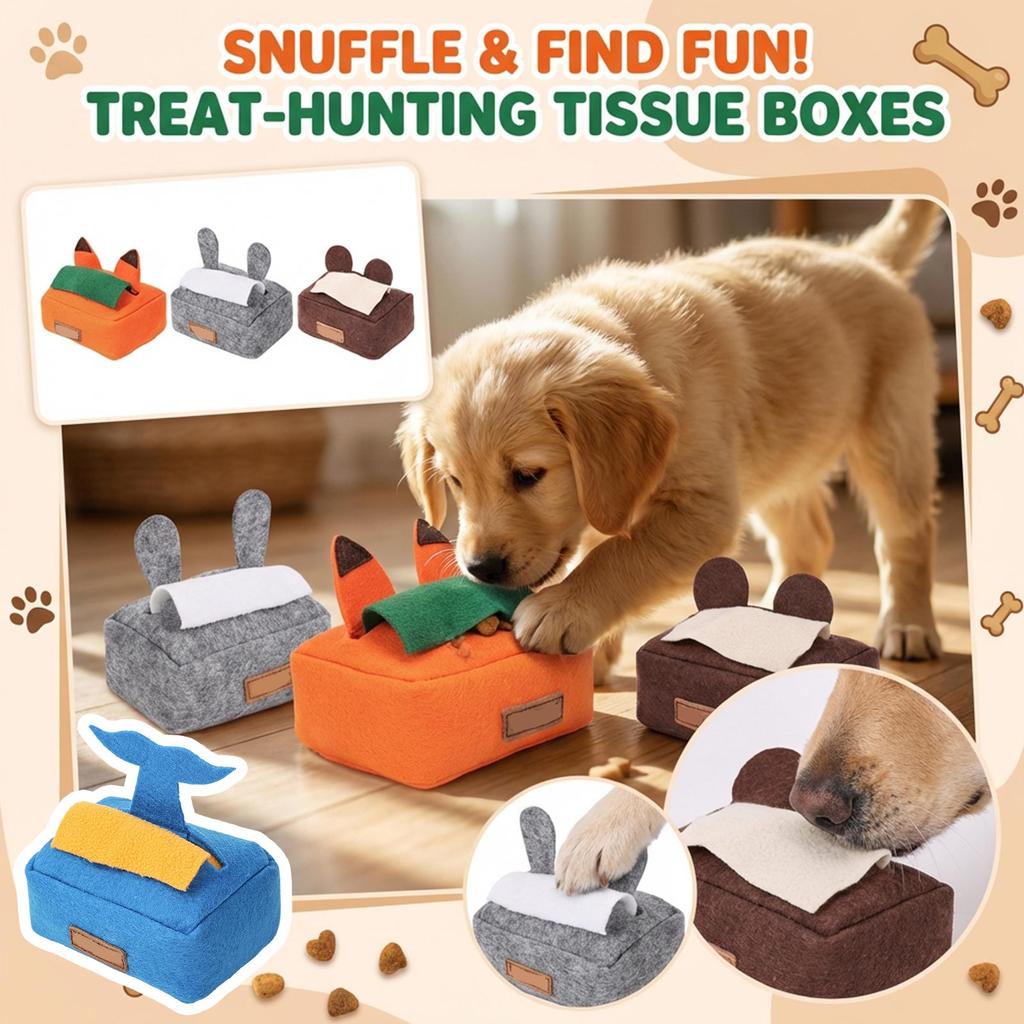 Snuffle Dispenser Toy, Interactive Hide-and-Seek Tissue Box Puzzle For Dogs, Encourages Natural Foraging Skills