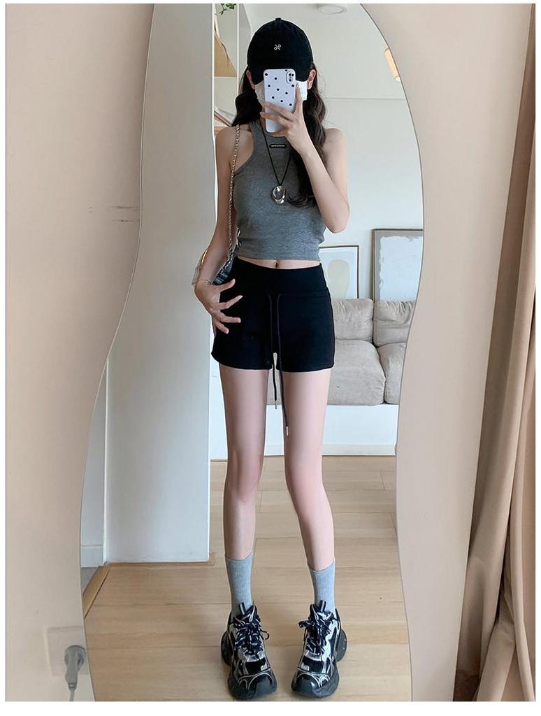 Women's Gray High-Waist Sports Shorts Spring 2026 - Slimming Summer Hot Pants