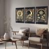 Tarot Cards Celestial Canvas Wall Art Set of 3 Boho Mystic Astrology Paintings Pictures Wall Decor Star Sun and Moon Posters Prints for Living Room