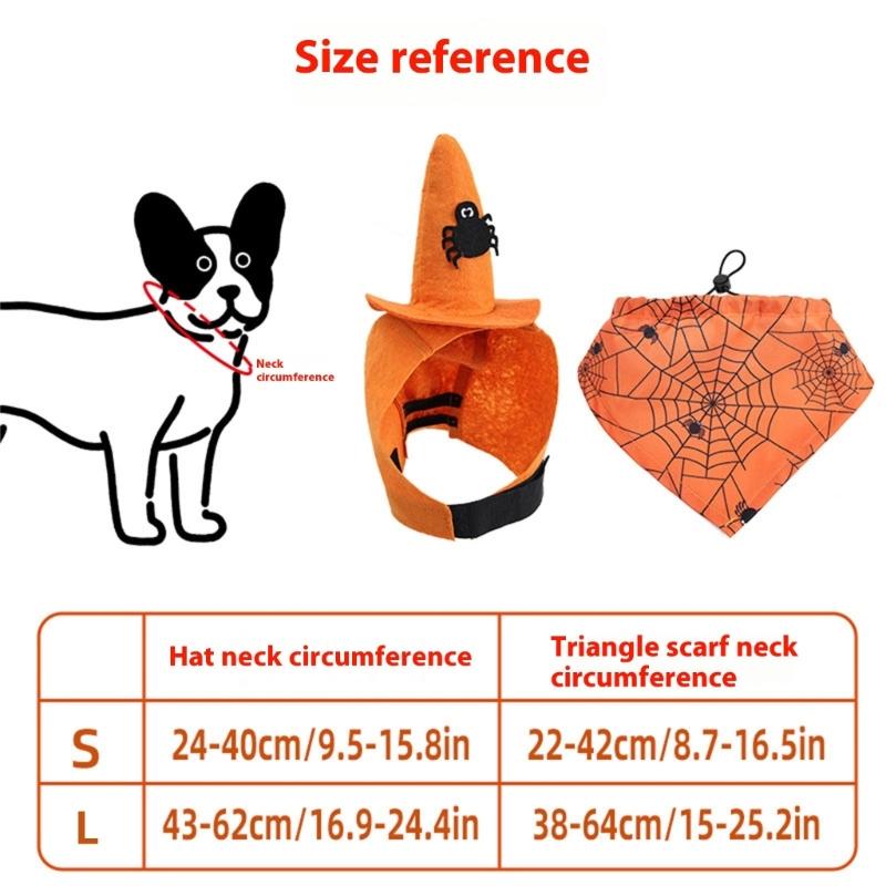 Scary Dog Costume Hat And Bandanas Set Comfortable Halloween Party Outfit Accessory For Small Breeds Holiday Dressingup