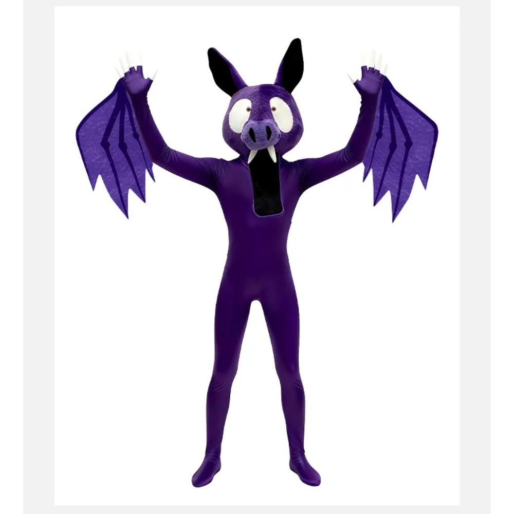 Kids 99 Nights In The Forest Bat Cosplay Costume Bat Animal Cosplay Bodysuit and Mask Set Child Halloween Party Dress Up Costume
