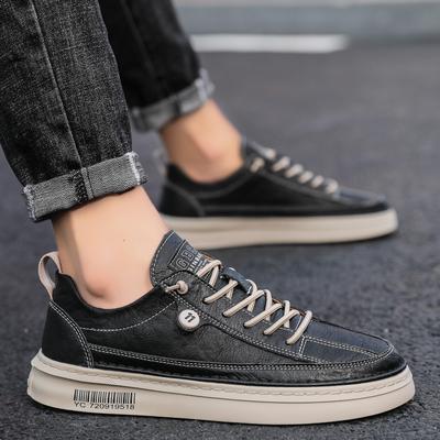 Retro Kožené Skate Boty Pánské Skateboardingové Boty Ležérní Černé Boty Jaro Podzim Obchodní Šití Prodyšné Boty Muž Y301