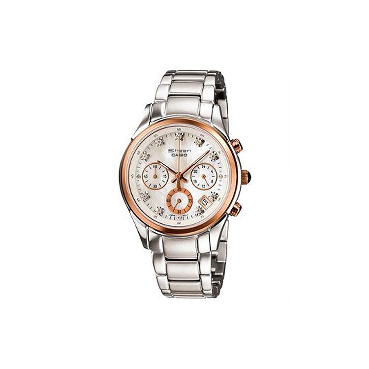 Casio Sheen 50M Pink Quartz Watch Stainless Steel Band Women watches White SHN-5003PS-7A White