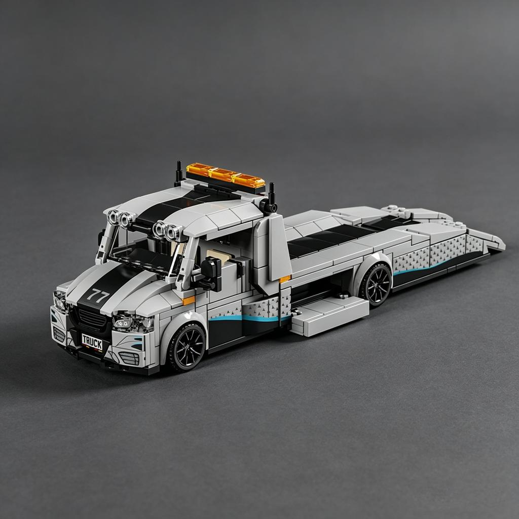City Series Sprinter Modified Trailer 8-Compartment Race Car Transport Truck Building Blocks Toy Cars Car Models Trucks