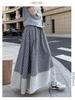 Damen Hohe Taille Japanischer Retro Streifen A-Linien Schirmrock – Schlankmachend und Elegant für Frühling/Sommer