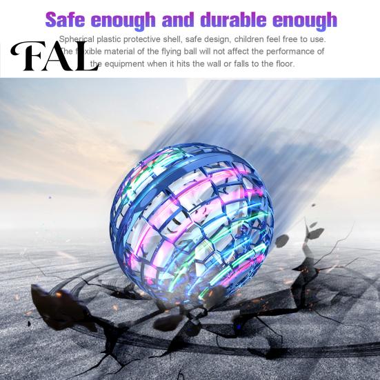 Outdoor Flying Ball Magic Hover Orb Toy with Colorful Light 360-degree Rotating UFO Sphere Remote Control Grab-stop Feature Boomerang Fidget
