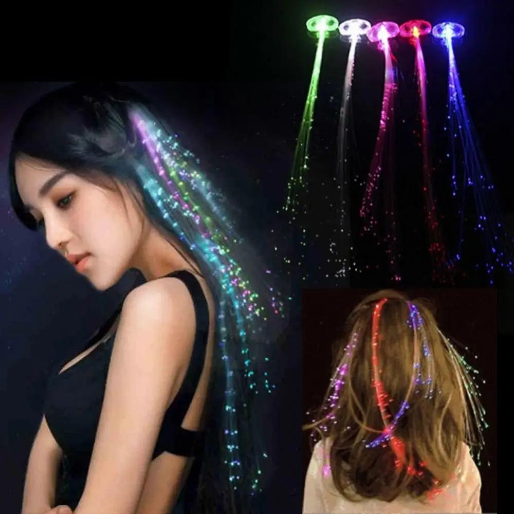 Glowing Hair Braid Led Glowing Braid Neon Party Glow in The Dark Christmas Lights Halloween Decoration Party Favor