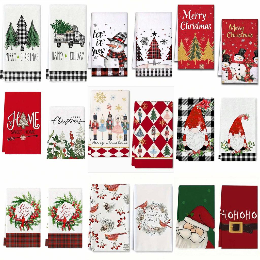 1pc/2pc/4pc/pack Christmas Scrub Sponge Creative Kitchen Dish Cloth Festive Cleaning Decor for Home & Table Kitchen Dish Towel Xmas Cleaning Supplies