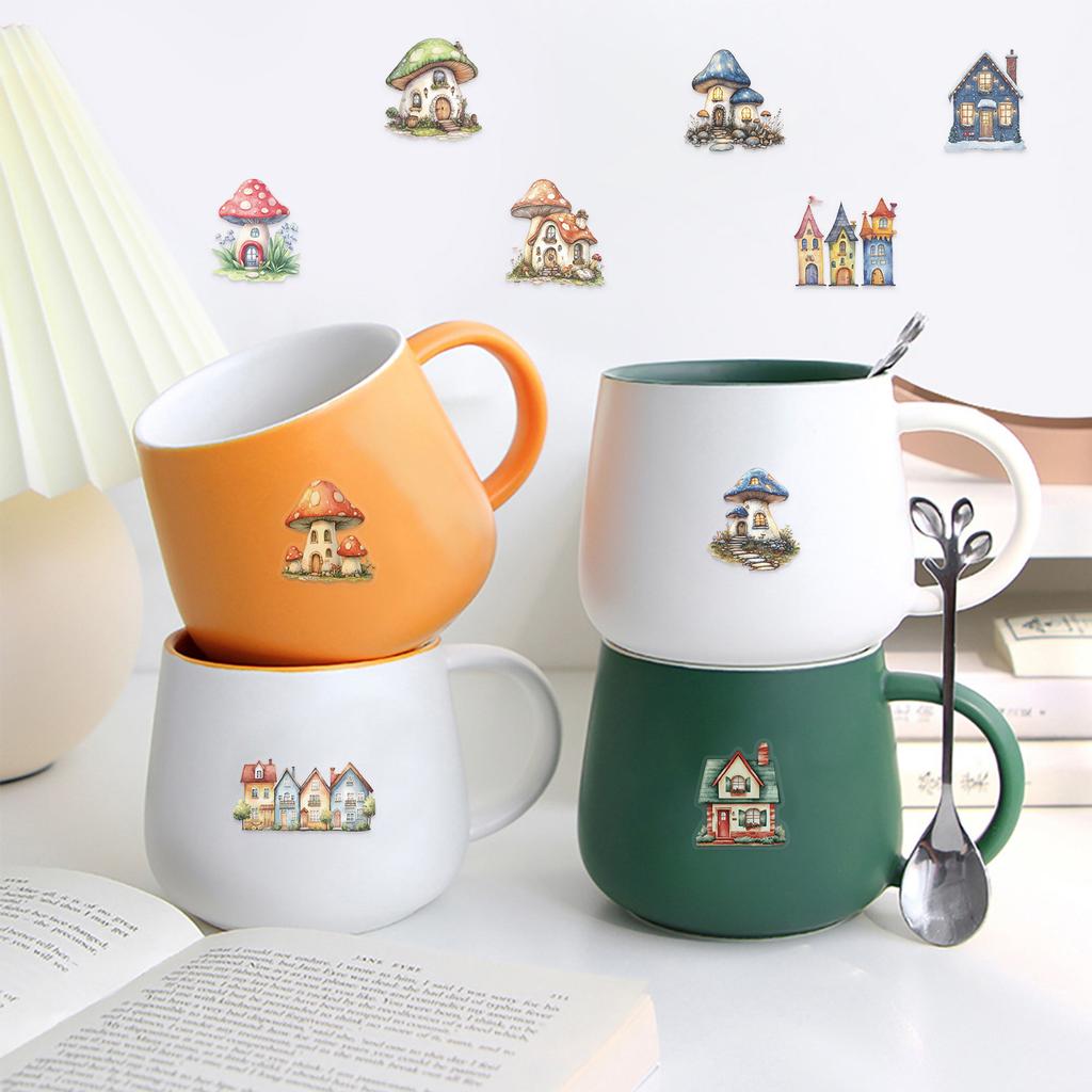 50PCS Fairytale House Stickers Cute Cartoon Painted Cup Laptop Mobile Phone Decoration Waterproof Stickers