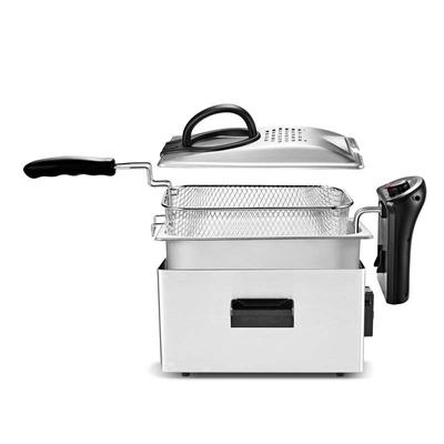 KitchenCook Fritteuse 3l Edelstahl Semi-Pro - 2100w - Deckel mit Fenster - Kompakte Aufbewahrung - Rutschfeste Füße