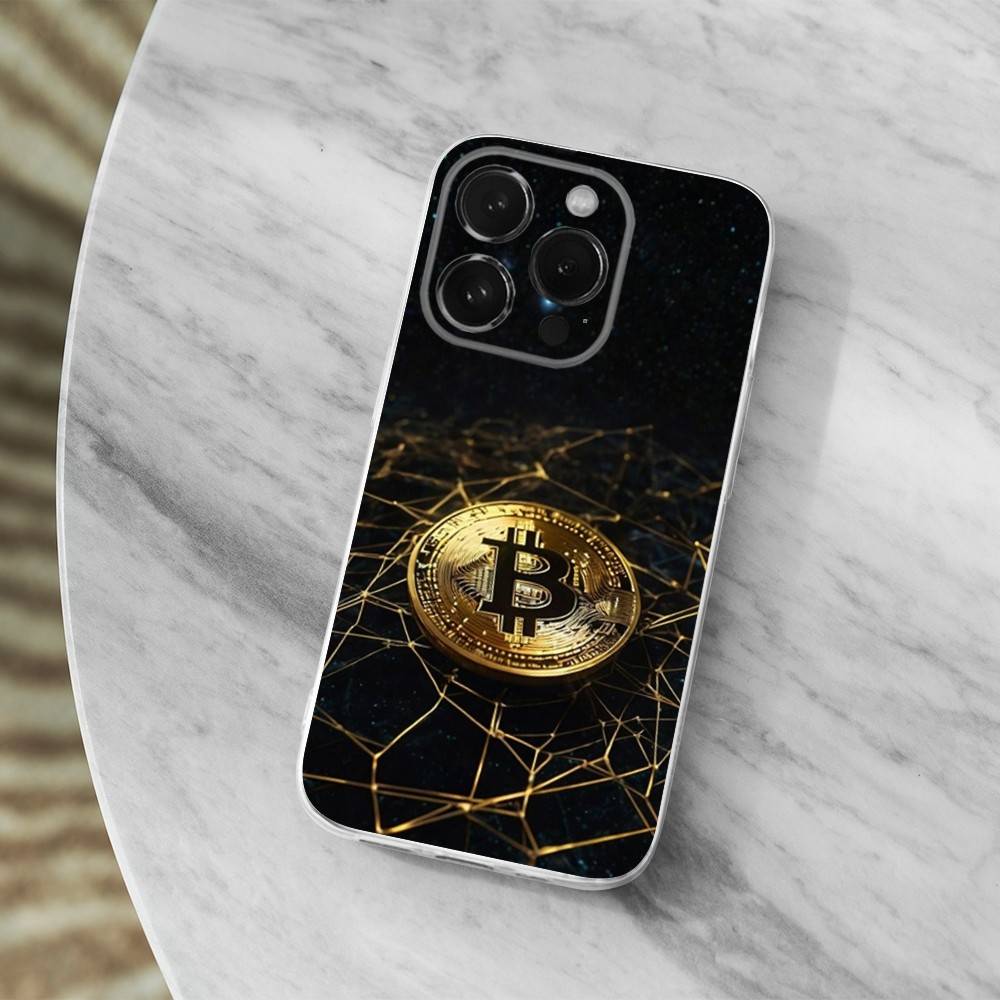 Digital Art Bitcoin Phone Case For iPhone,14,13,XR,SE,12,15,Pro,Max,Plus,11,17,16,X,XS,Mini Transparent Soft Cover
