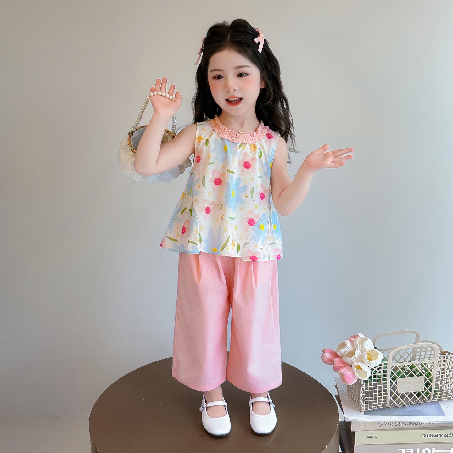 2026 Stylish Girls  Summer Vest & Pants Two-Piece Set 90 cm