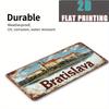 High Definition Metal Tin Sign Bratislava Castle Vintage License Plate Style Wall Art Decor for Home Garage Bar