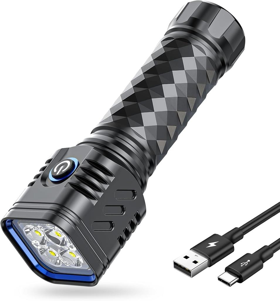 Letmy LED Powerful 4 Emergency High Large IP65 3 Lighting Rechargeable Ideal for Power Disaster Night Insect 1 Pack Flashlight, Flashlight, LEDs,