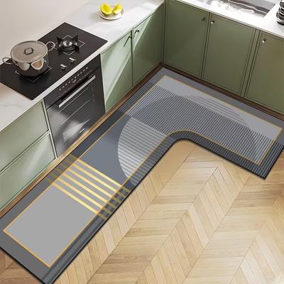 Nordic Light Luxury Diatom Mud Household L-shaped Kitchen Floor Mat Water Absorption  Anti-slip  Quick-drying and Easy-to-maintenance Floor Mat