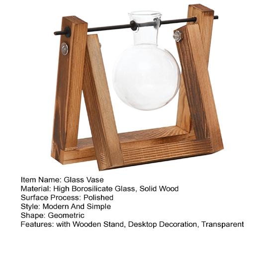 Yousheng 1/2/3Pcs Plant Terrarium with Wooden Stand Transparent Glass Bulb Vase Table Centerpiece Hydroponic Flower Holder Plants Container Decoration