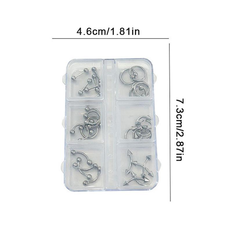 30Pcs/Box 6 Grids Nail Piercing Punk Charm Metal Alloy Pierced Black/White Nail Jewelry Decor 3D Nail Supply For Cool Girl