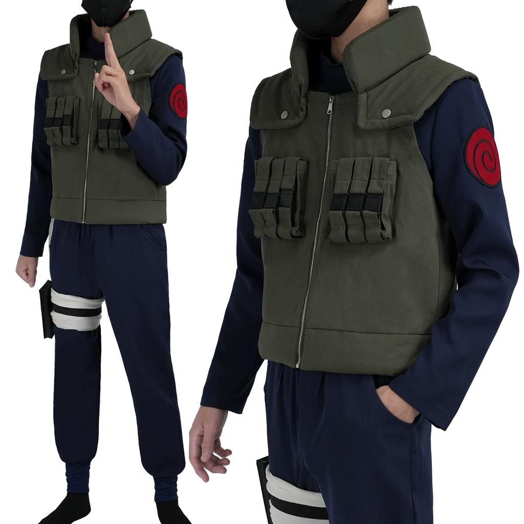Anime Vierde Hokage Kakashi Hatake Cosplay Kostuum Voor Jonge Ninja, Inclusief Pruik.