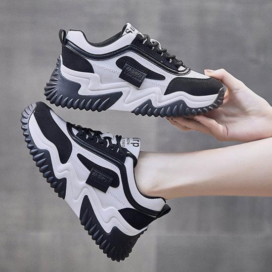 Spring breathable sports shoes for students, thick soled casual shoes